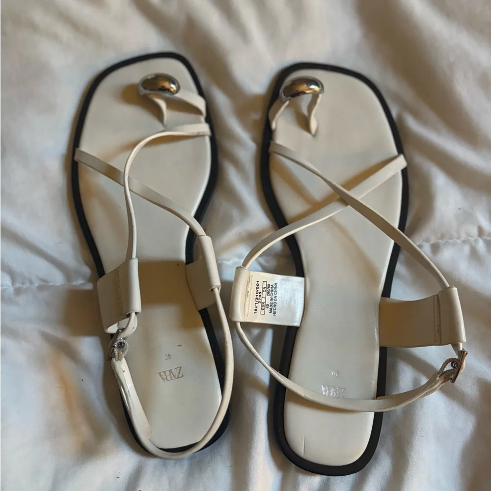 ZARA Women's Cream Sandals 9 - Picture 7 of 7